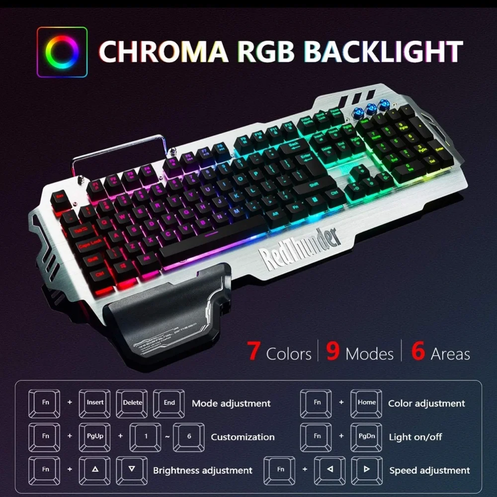 RGB Backlit Gaming Keyboard - Silver/Black